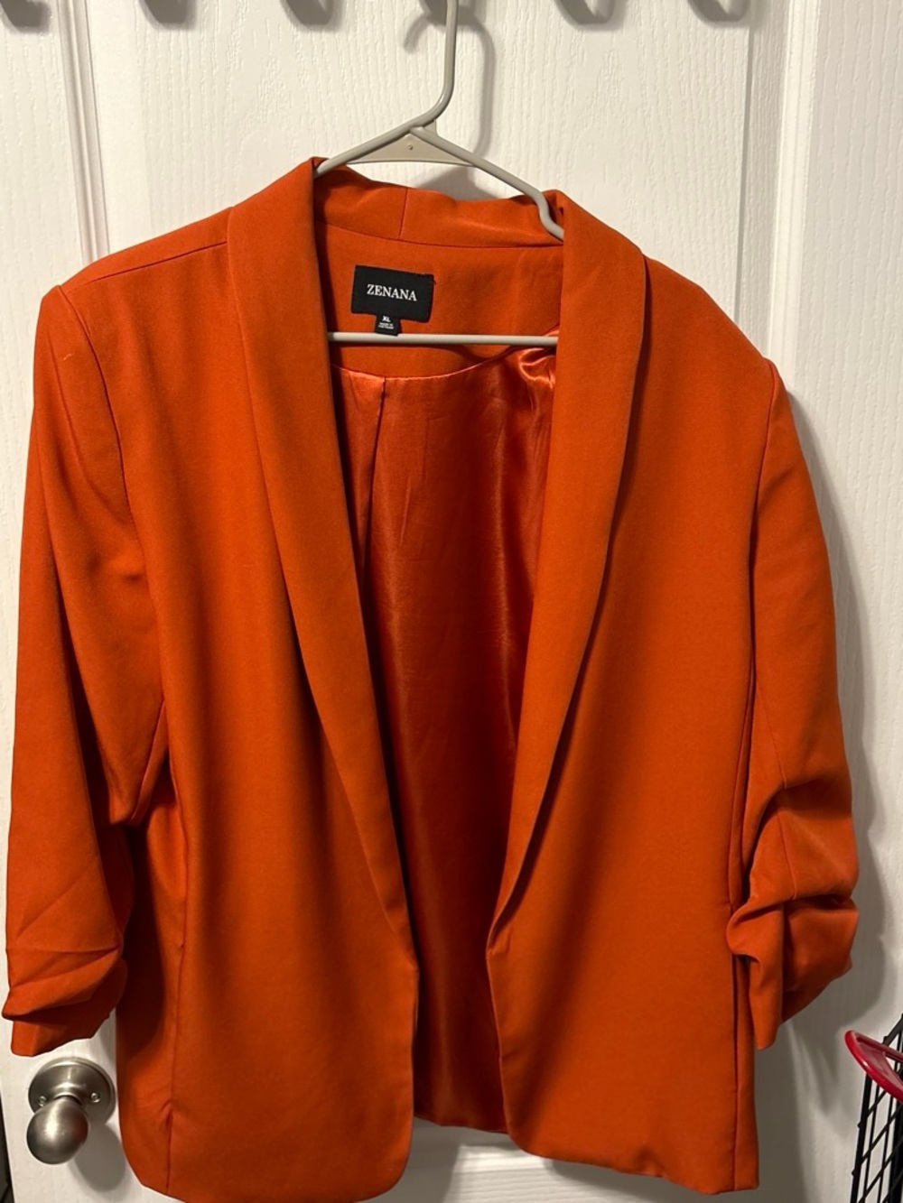 Zenana Outfitters Bright Orange Open-Front Blazer